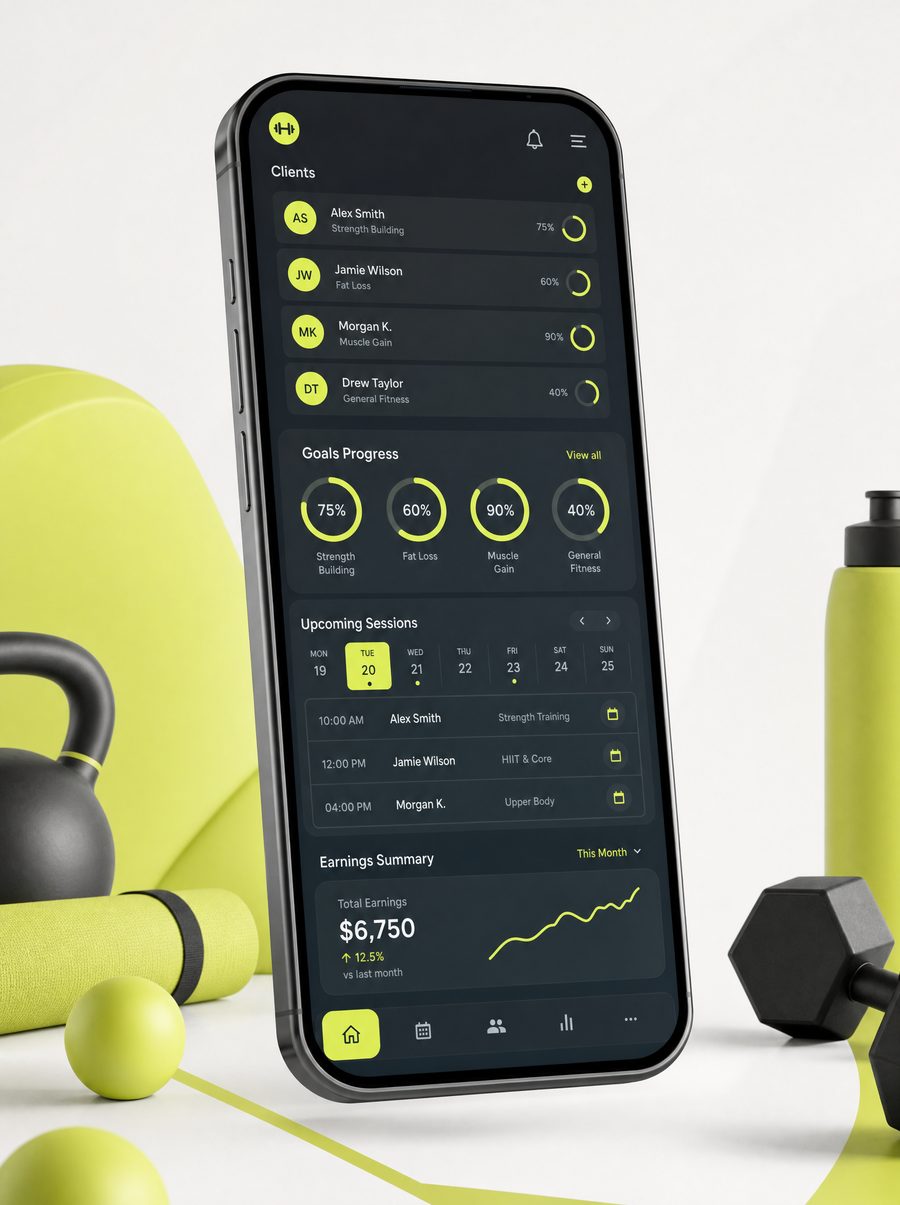 Sixnity personal trainer client management app
